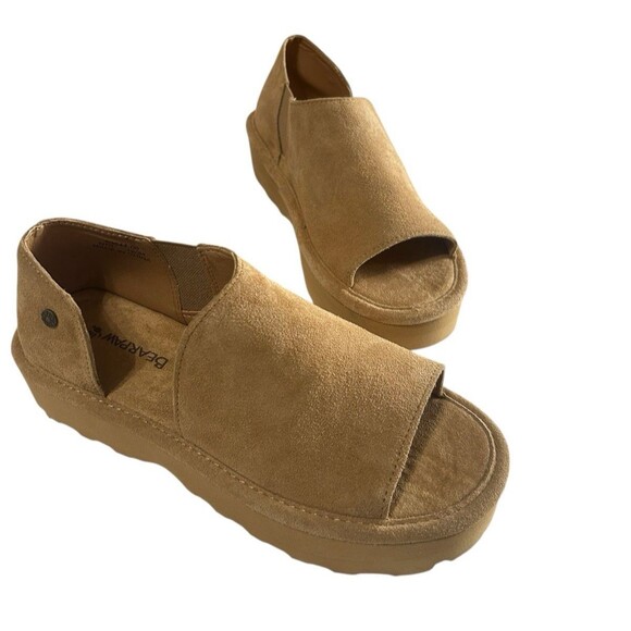 BEARPAW Women's Suede Sail Wedge Tan Cushioned Comfort Sandals Sz 8.5 - Picture 2 of 15